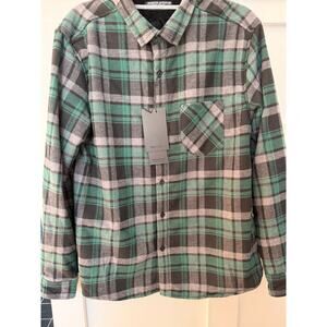Eighth Avenue New York Men’s Fleece Lined Plaid Flannel Shirt Jacket Green
